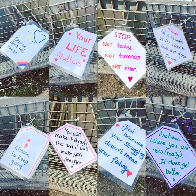 Bridge the Gap signs replenished by our Chadderton WI Bridge Keepers on the Broadway M60 Bridge.  Sometimes all it takes is a reason to stay or a message of hope to help prevent people from taking their life 💕 #mentalhealthmatters #bridgethegap #iamwi