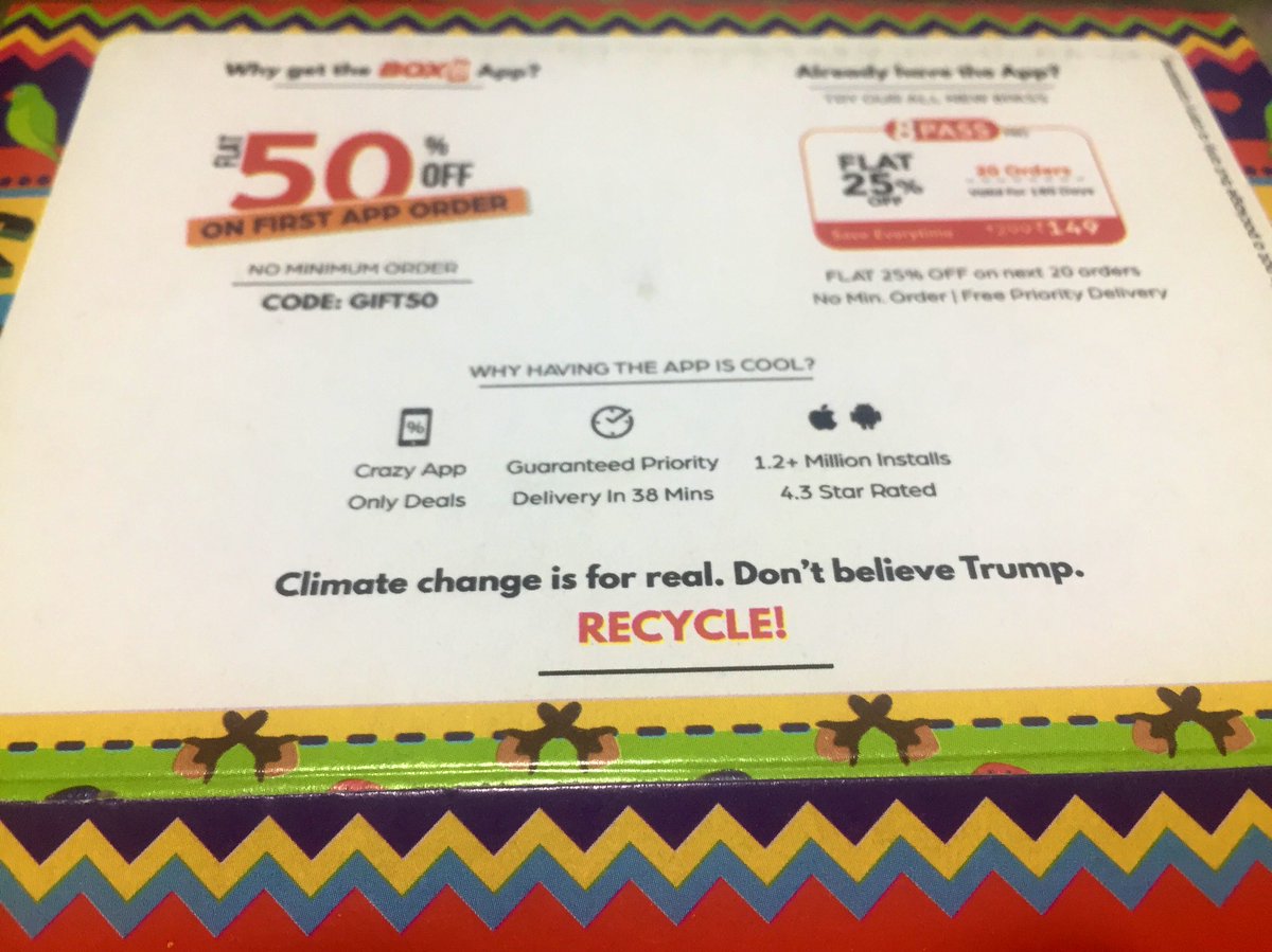 Way to go <a href="/BOX8_in/">BOX8 - Desi Meals</a> climate change is for real. #RECYCLE #sustainability