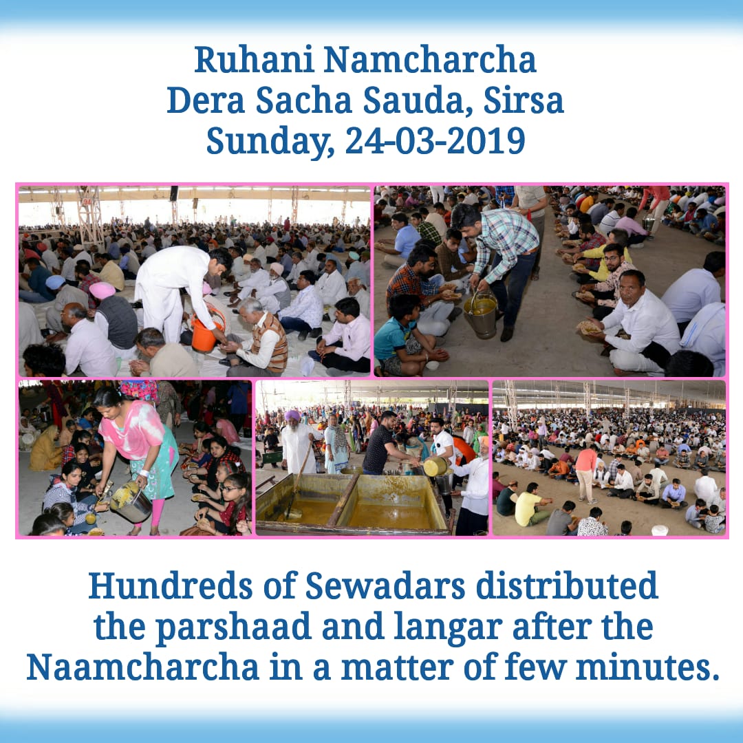 middha_sweety's tweet photo. #NaamcharchaAtDSS24thMarch Hundreds of sewadars distributed the prashad n langar after the Naamcharcha within few minutes. https://t.co/6Vz0THkfWs