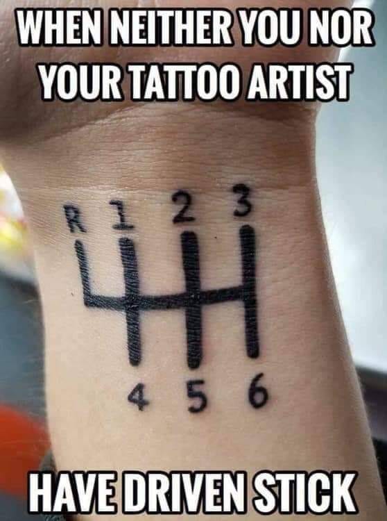 boom973's tweet photo. Oops! 😄 - @radiostace 
#badtat #tattoo #stickshift #manualtransmission

When you're not in your car, listen here... https://t.co/YDm8ih00Fc https://t.co/CaOAzkUh1p