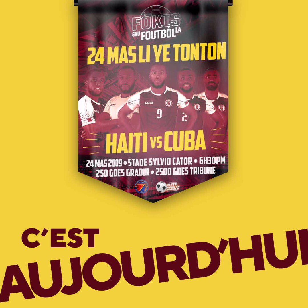 Mcbagaymalenet's tweet photo. Toute la ville en parle 🗣🗣#AUJOURDHUI🙌🏾 #MatchImportantAn💃🏻 #MOBILISATIONtotale
#ToutPEYIaFonwSÈL❤️🇭🇹 #NoupralmetCubaCHO🔥🔥#VinGadMATCHsaNanSTADEla🙌🏾 #24MAS #LigueDesNations🏆 #FocussouFOUTBÒLla #KiteBoullaWoule⚽️🇭🇹 https://t.co/ZWhgDGTj1g