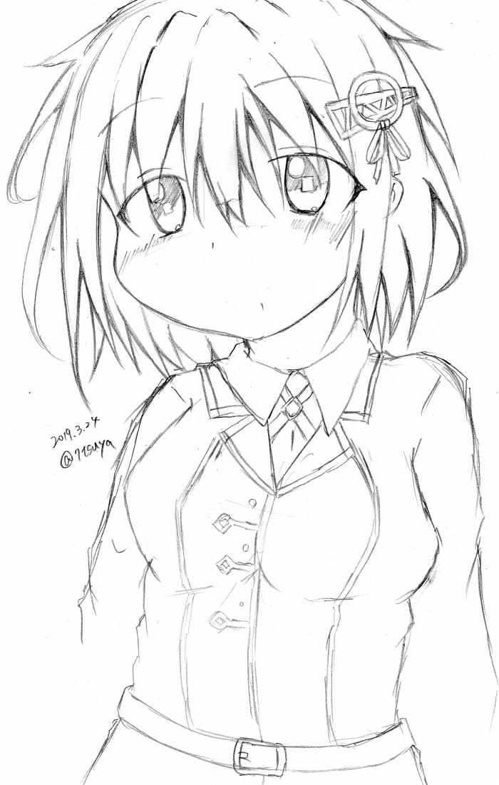 #艦これ版深夜の真剣お絵描き60分一本勝負 
#艦これ版真剣お絵描き60分一本勝負_20190324

羽黒 