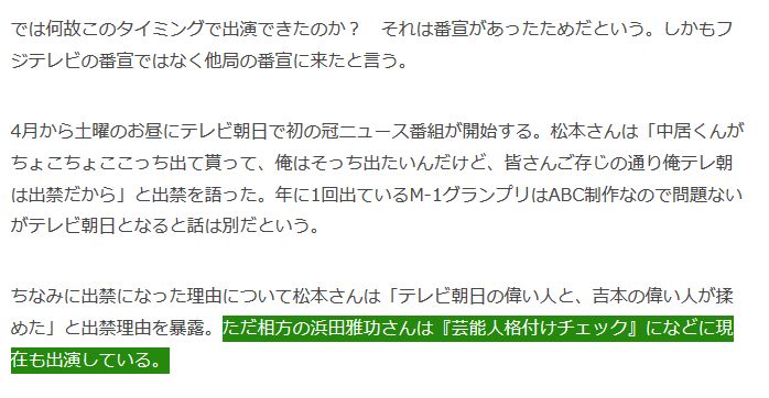 ダウンタウン テレ朝 出 禁 理由