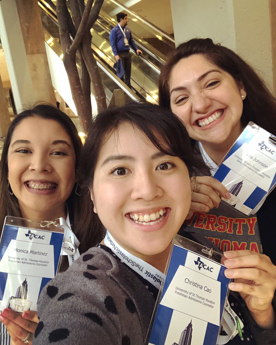 USTadmissions's tweet photo. Each year education professionals and college counselors come together for a few days at the TACAC Annual Conference to develop professionally. Here are Admission Counselors Monica, Christina, and Sara checking in! 🦁🎓🤗🌟
#tacacitsabouttime #tacacfamilytime #tacacworktime https://t.co/VFuxatC2sR