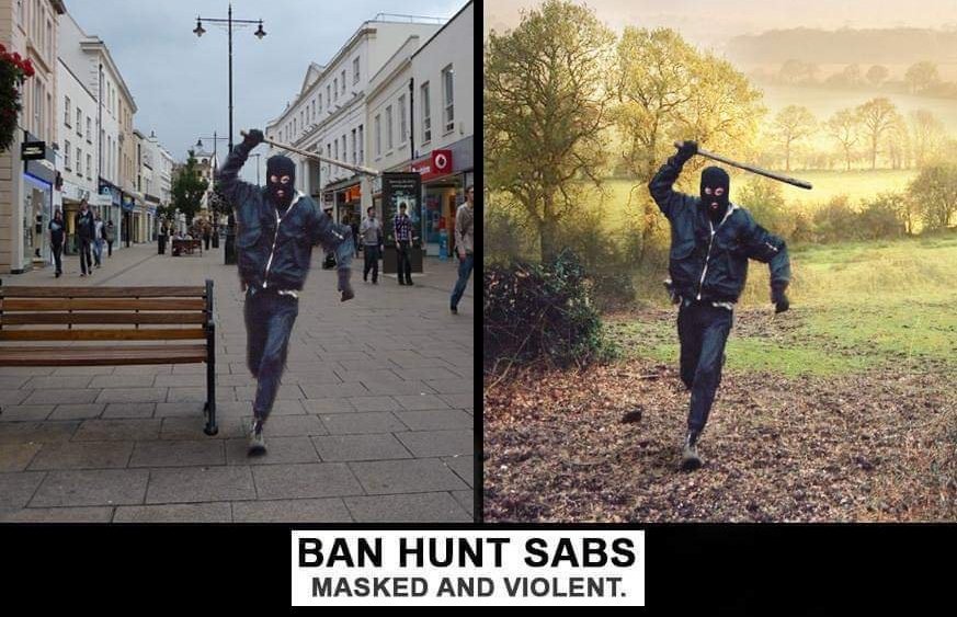 KeepHuntingUK's tweet photo. Hunt Sabs are masked and violent - they use intimidation and assault to pursue their class warfare

These black-clad militant gangs wouldn't be tolerated in towns - so why should we tolerate them in the countryside? https://t.co/9Yx1V3gV5g