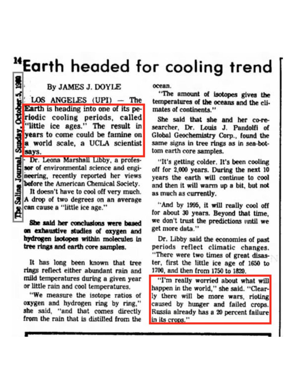 20.1980 - According to the media, the global cooling will result in famine on a world scale.