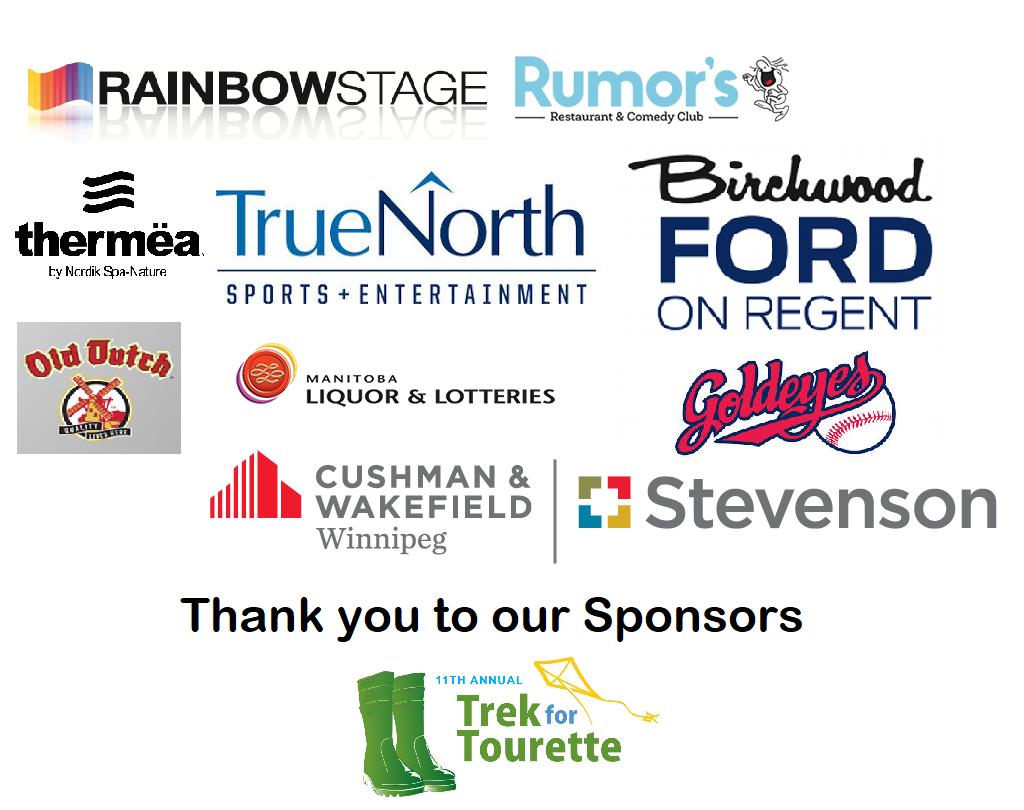 Trek4Tourette's tweet photo. Thank you to these incredible sponsors for your generous donations to the #TrekforTourette @rainbowstage @RumorsComedy @BirchwoodFord @olddutch @goldeyes @CW_Stevenson @Thermeawinnipeg @NHLJets @TouretteCanada https://t.co/8Vh7U0XOer