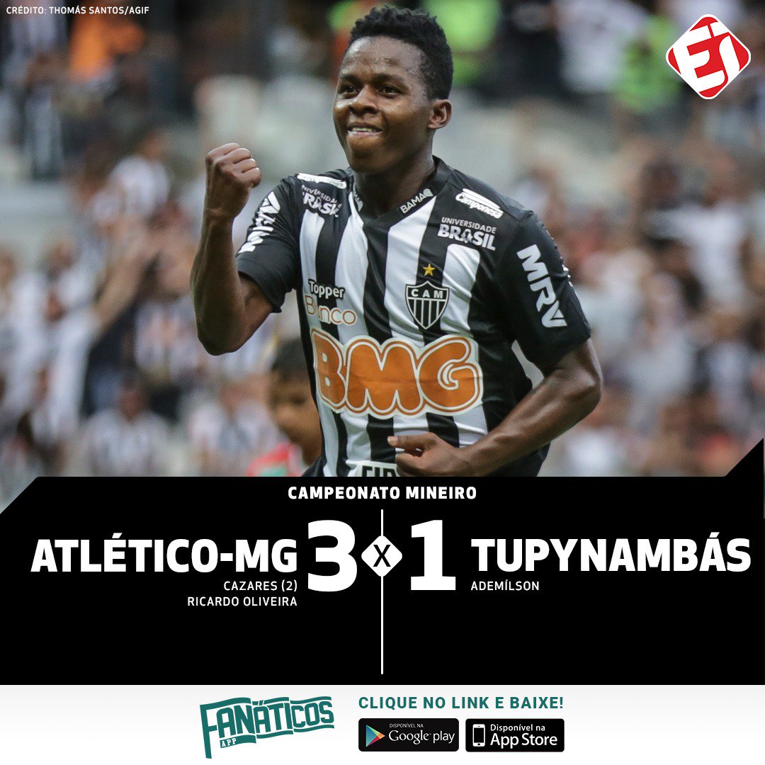 TNTSportsBR's tweet photo. FIM DE PAPO NO MINEIRÃO! Com dois de Cazares e um de Ricardo Oliveira, o @Atletico bateu o Tupynambás e garantiu sua vaga para a semifinal do #CampeonatoMineiro2019! #CAMxTUP https://t.co/0M79Q5jmGs