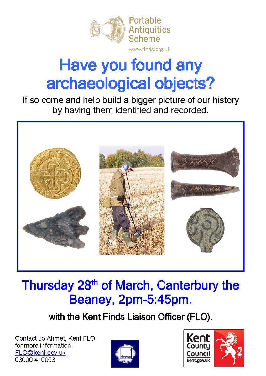 Kent_Finds's tweet photo. The 2nd of this week's #FindsSurgery is at @The_Beaney Canterbury. Great chance to drop off finds and see some great stuff in a fantastic museum.
#RecordYourFinds
#ResponsibleDetecting https://t.co/nUJJpMQ3lt