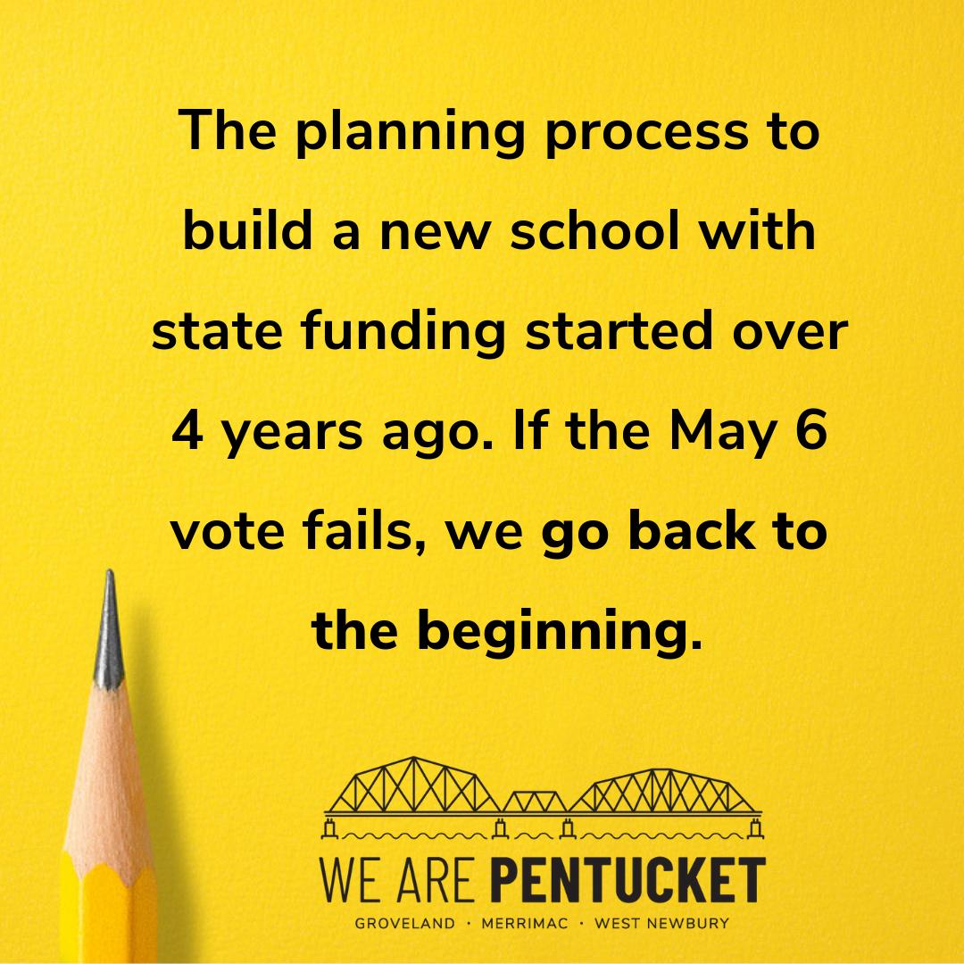 WeArePentucket's tweet photo. There are 351 cities and towns in Massachusetts, and every year they vie for MSBA funding. If the May 6 vote fails, we don't just go back to the beginning of the process. We go to the back of the line. 

#wearepentucket #3towns2schools1future https://t.co/xhKhGmdRbH