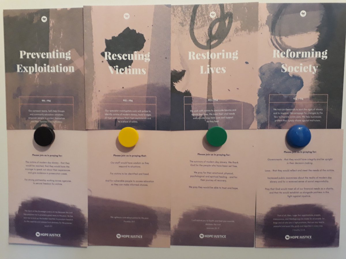 hannahrachel_06's tweet photo. @theologymike and I went to @HFJ_UK conference this weekend and were deeply moved by the realities of modern day slavery 
We have placed their prayer cards on our fridge as a reminder to pray for those trapped in slavery 
#stand2019 #moderndayslavery #endslavery #prayer https://t.co/0RBei3hzKL