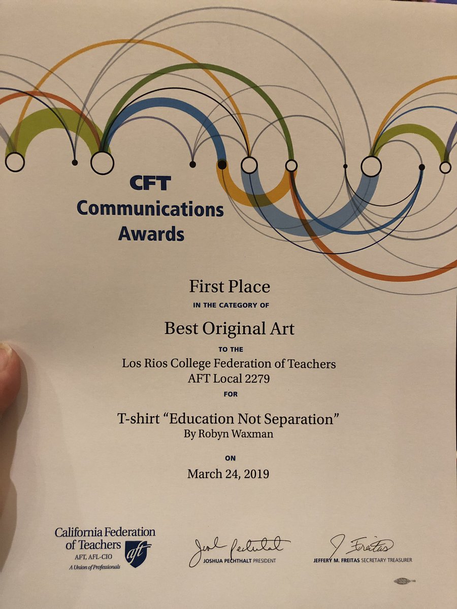 oldlrcft2279's tweet photo. Congrats to Robyn Waxman @farmhooper for winning the @CFTunion best original art for her #EducationNotSeparation design. This is the 3rd year in a row that she has won. We are so grateful for her creativity and dedication. @BryanHa1 #FamiliesBelongTogether https://t.co/c2JeSMKQCN