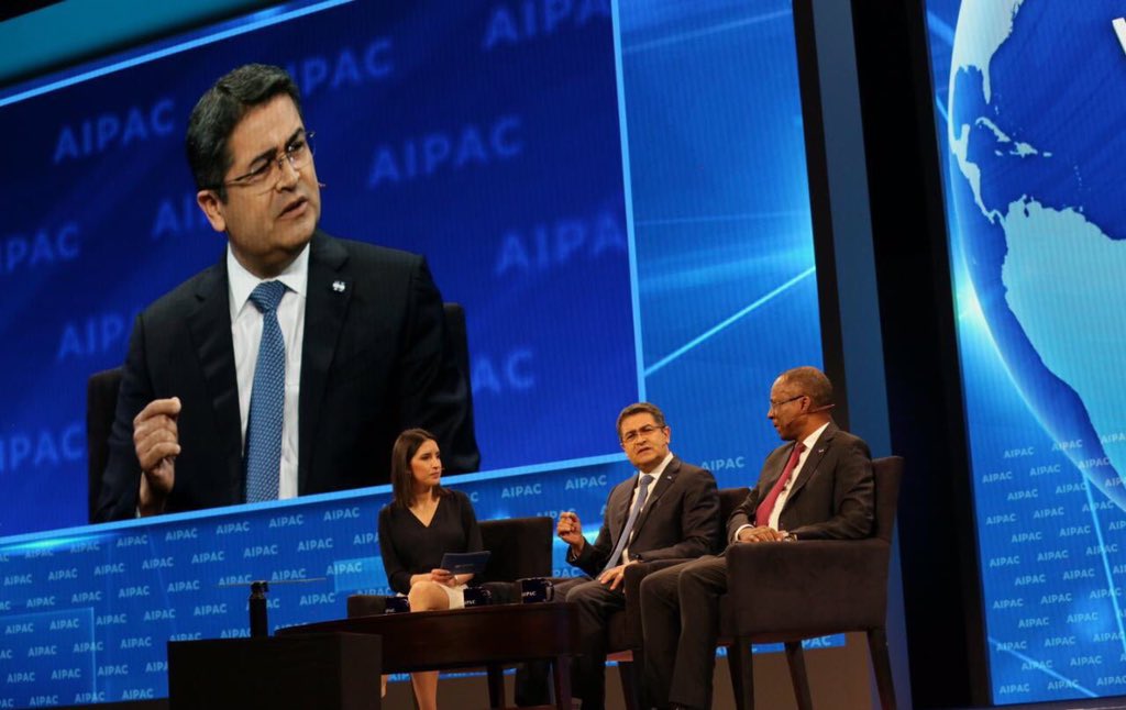 JuanOrlandoH's tweet photo. Hoy participé en la conferencia del Comité de Asuntos Publicos Estados Unidos-Israel y anuncié como primer paso que Honduras abrirá de inmediato una oficina comercial y de cooperación en Jerusalén. Está misión será una extensión de nuestra Embajada en aquel  país. 

#AIPAC2019 https://t.co/gYK0jPILyx