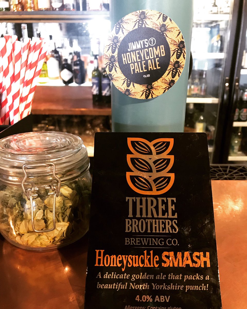 HOHDarlington's tweet photo. Two honey beers for this Sunday, one cask, one keg @threebrothersbrewingcompany and @sevenbro7hersbrew #honeybeer #cask #keg #sundaysession #craft #darlington https://t.co/KOnv7wW7Ja