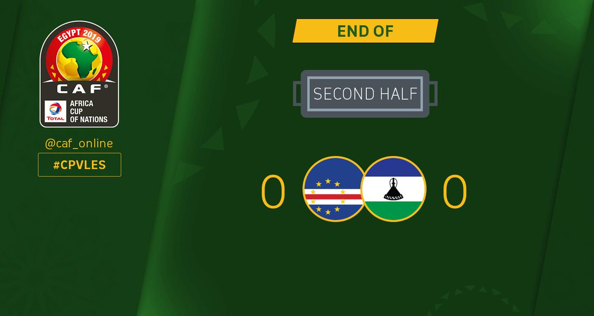 CAF_Online's tweet photo. SECOND HALF | Cape Verde Islands - Lesotho 0-0 #AFCON2019Q #CPVLES https://t.co/RbBgi6YXW1