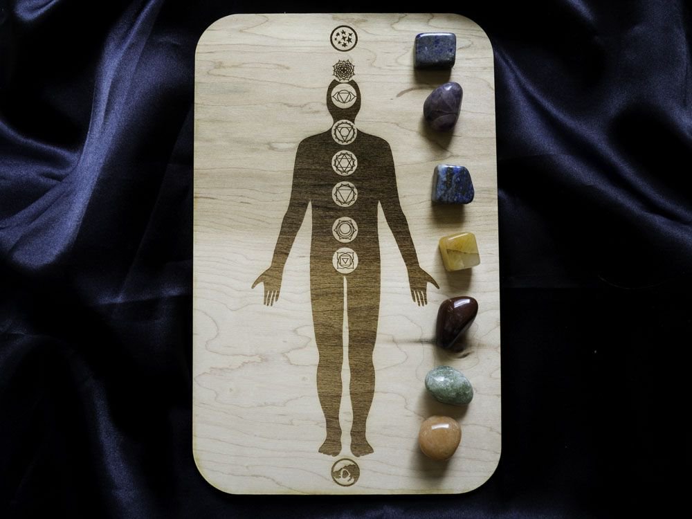 PositiveMystic's tweet photo. The seven chakras in perfect balance and harmony ☯️ Remember to take time for yourself this week 💖 
.
.
.
.
#palmistry #chakras #energy #balance #harmony #chakraboard #crystals #healing #divination #spirituality #witchcraft #pagan #witchy #witchesofinstagram #woodwork https://t.co/pB4Fv00fHn