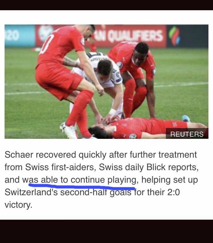 Sean Carmody (@seancarmody1) on Twitter photo Top news story on the <a href="/BBCNews/">BBC News (UK)</a>..
Intentions were good + glad player was okay, but these headlines only serve to glorify poor practice. Shows how far #SEM needs to go in terms of #KnowledgeTranslation
Player continued playing despite loss of consciousness.. Top news story on the <a href="/BBCNews/">BBC News (UK)</a>..
Intentions were good + glad player was okay, but these headlines only serve to glorify poor practice. Shows how far #SEM needs to go in terms of #KnowledgeTranslation
Player continued playing despite loss of consciousness..