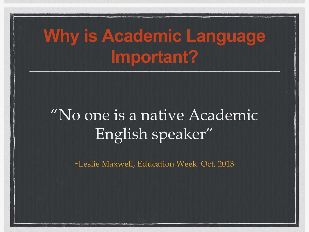 #TELLtvdsb2019 <a href="/ELLtvdsb/">TVDSB ESL/ELD K-12</a> An important message to remind us that ALL Ss benefit from an explicit focus on Academic Language.
