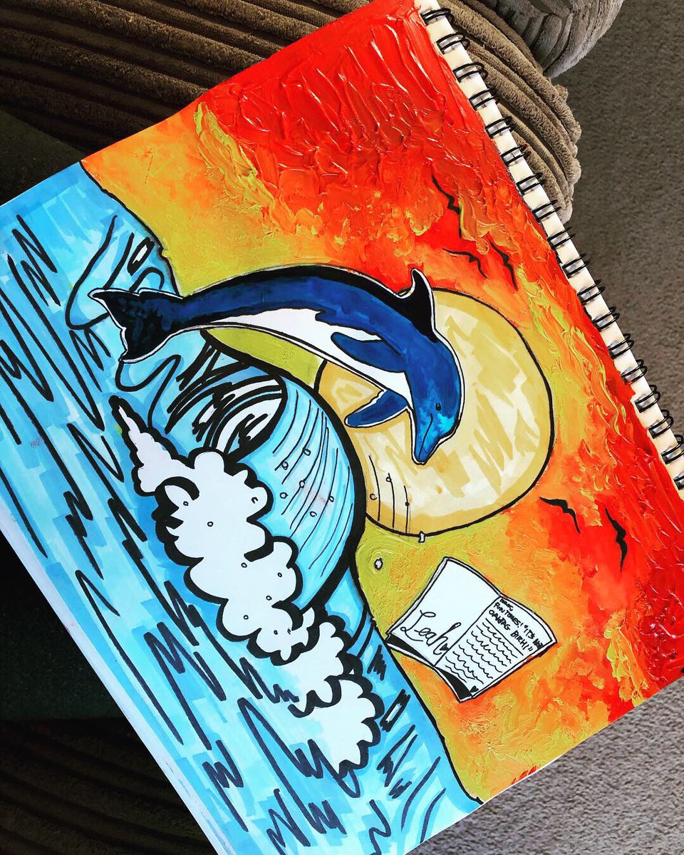 amyy_newton's tweet image. So I tried paint today (didn’t go so well) 😬 so I’m probably gonna redo in pen ❤️ but here is #MVE Leah’s spirit animal! Dolphins are super protective! @McJuggerNuggets @carinacafiso