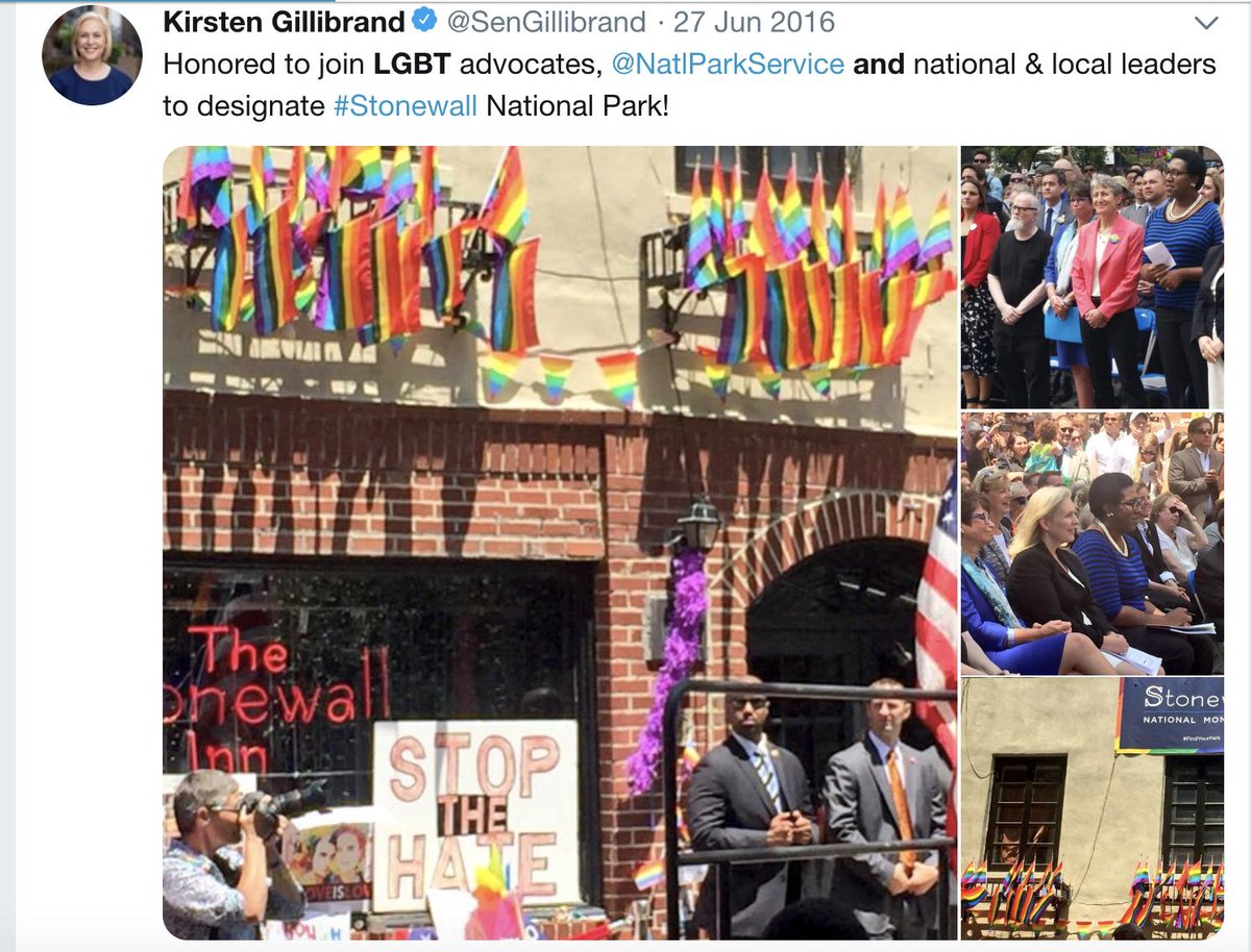 2016 Gillibrand at Stonewall National Park Dedication.