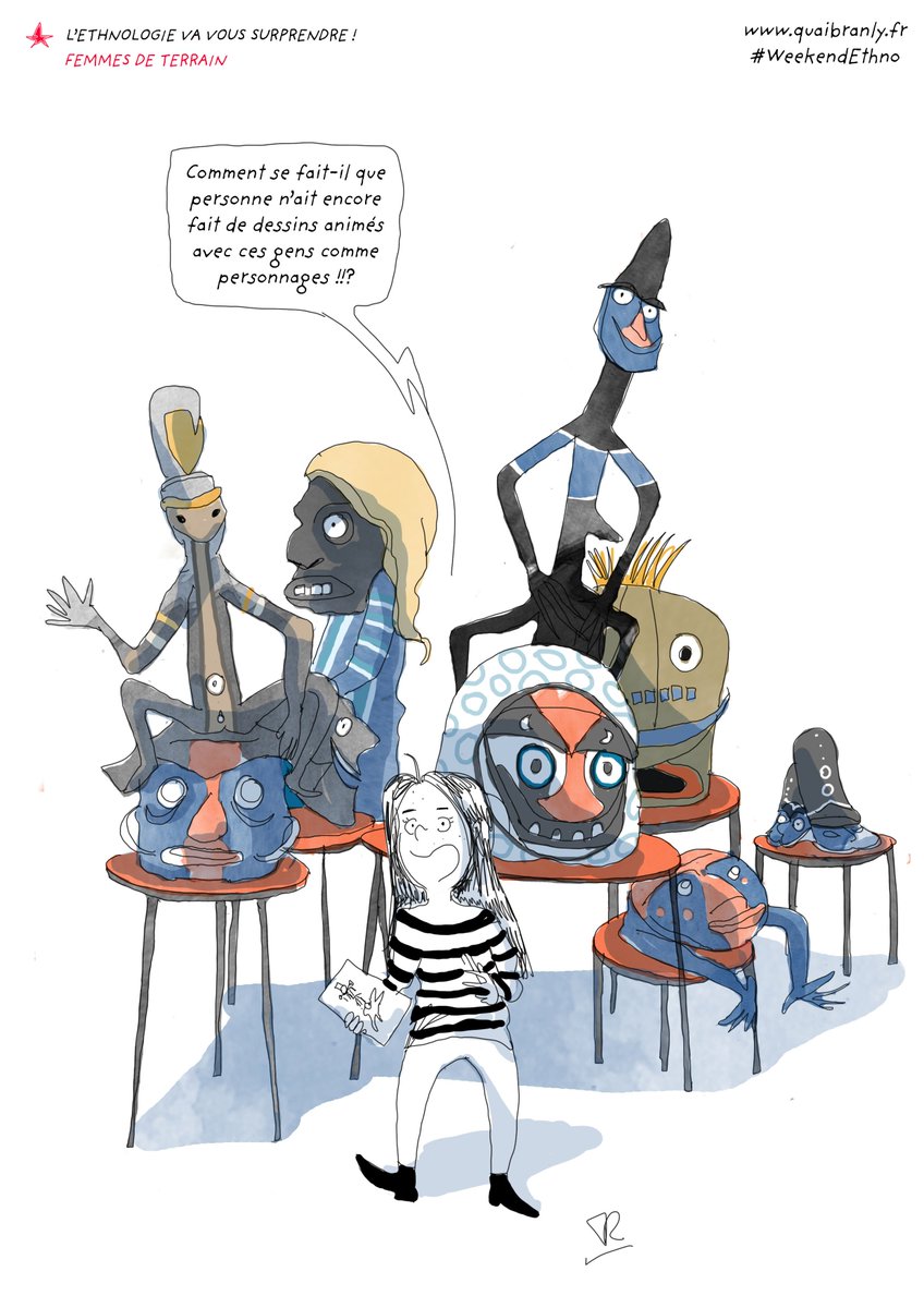 quaibranly's tweet photo. On ne résiste pas à l'envie de partager quelques planches ici aussi : illustration de la dessinatrice @TiphaineRiv #WeekendEthno https://t.co/kisubZqNTn