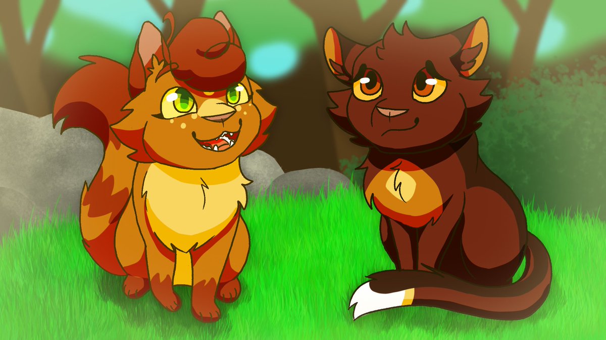 KaraAndHerSnake's tweet photo. I did a doodle of Alderkit and Sparkkit! I’m going to be using this one in an upcoming project I’m suuuper excited about! :D #warriors #warrior #cats #alderkit #alderpaw #alderheart #sparkkit #sparkpaw #sparkpelt https://t.co/rsWoyERPIT
