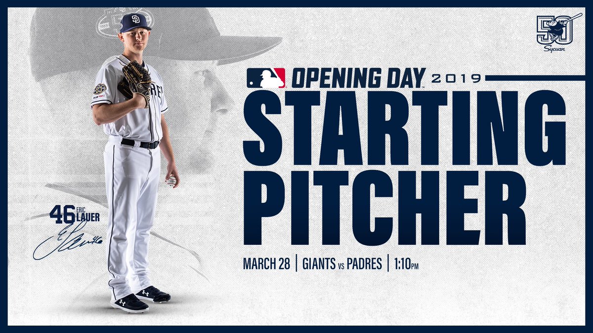 Padres's tweet photo. It’s @e_lauer10 on the mound to start the year in front of the #FriarFaithful on #SDOpeningDay! https://t.co/ilKRLdKlYi