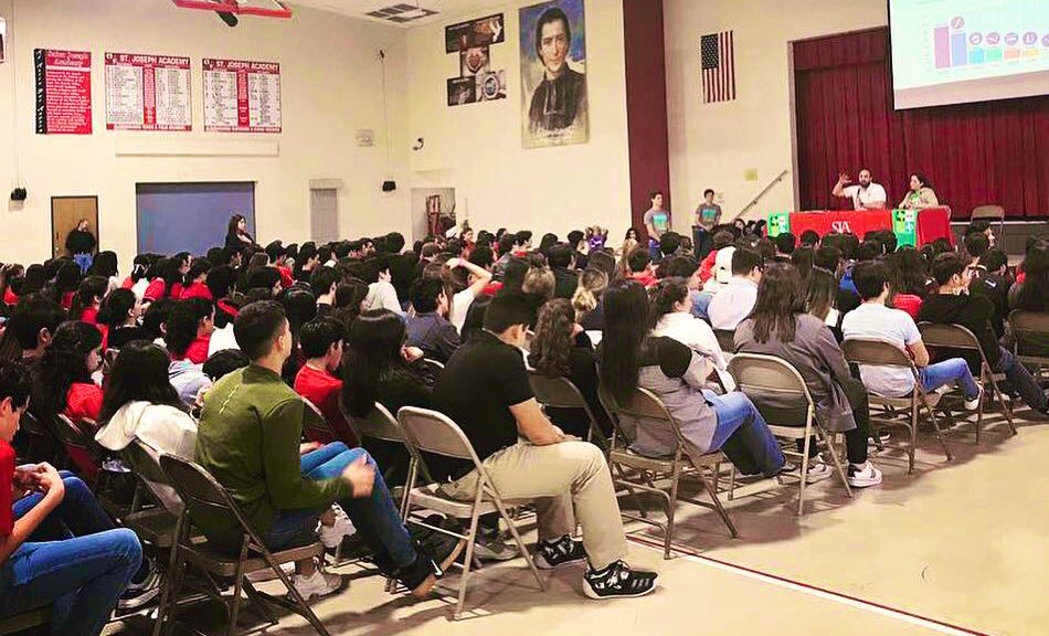 VilmaWolfe's tweet photo. Tobacco Prevention Week at Saint Joseph Academy culminated with an informative campus-wide assembly @TxSayWhat  @KickButtsDay #LiveTobaccoFree https://t.co/gAcDDJixYj