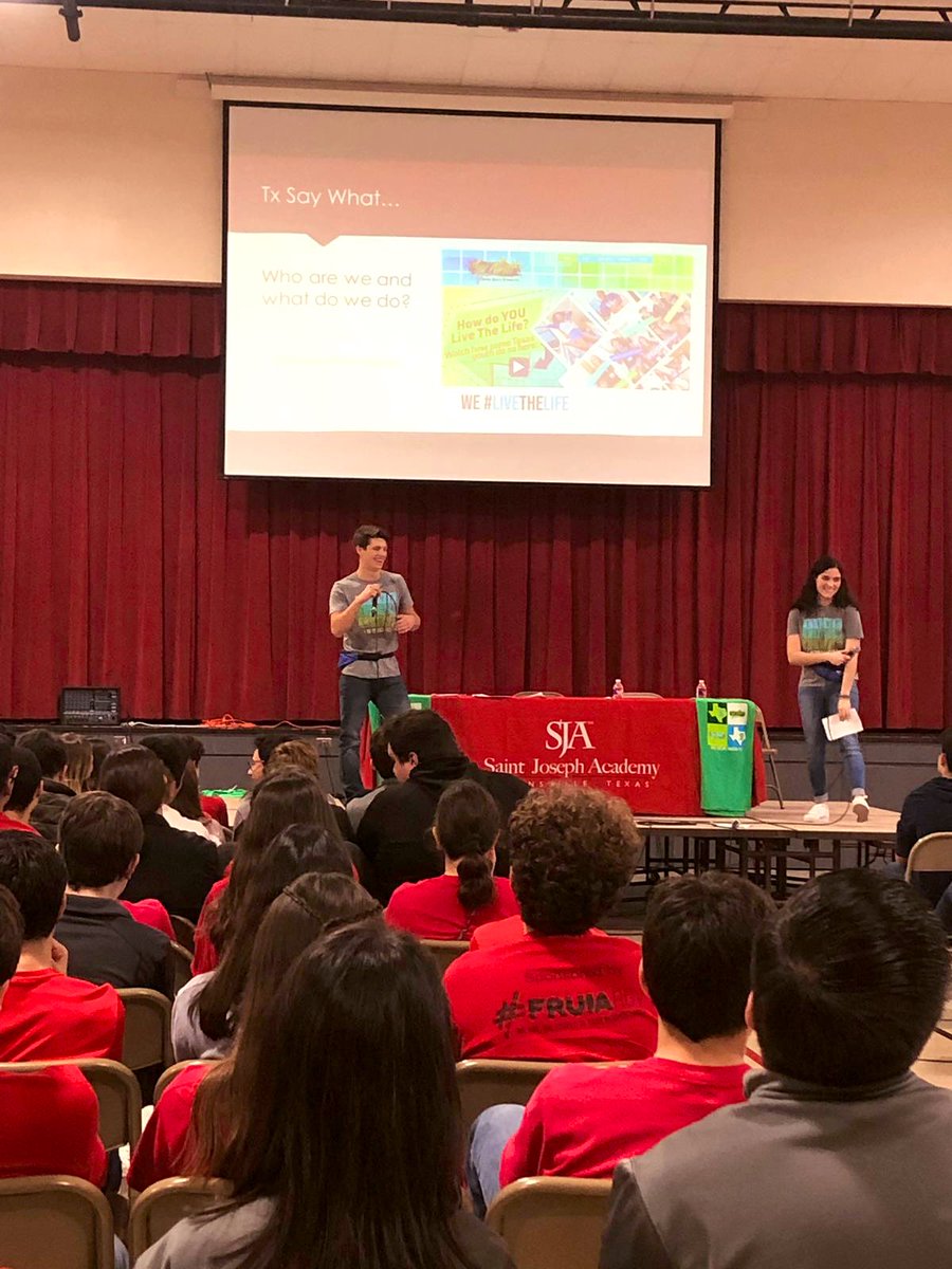 VilmaWolfe's tweet photo. Tobacco Prevention Week at Saint Joseph Academy culminated with an informative campus-wide assembly @TxSayWhat  @KickButtsDay #LiveTobaccoFree https://t.co/gAcDDJixYj