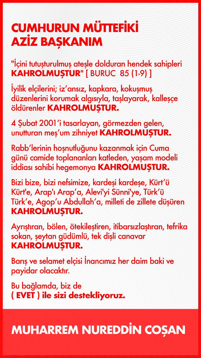 Kahrolmuştur şeytan ve ona uyanlar..
#CumhurunMüttefikineEvet