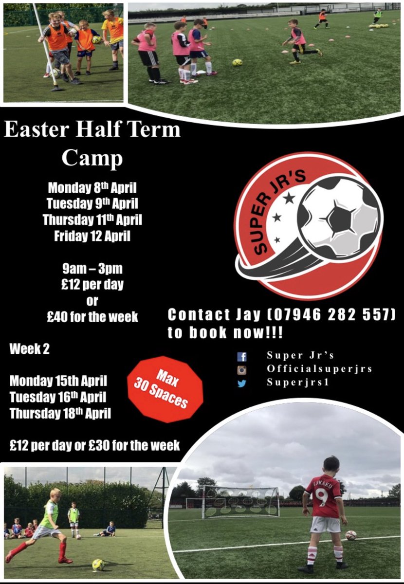 SuperJrs1's tweet photo. 🏆Football camp is back!!! 🏆
Join us this Easter for an action packed week of fun football activities, with prizes to be won every day there not a better place to be during this Easter period 🐰 ⚽️
Limited spaces available so get your spaces fast 🏃🏽‍♂️💨 https://t.co/ICrjjgEkkG