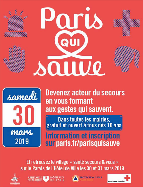 PCParisSeine18's tweet photo. Le #Parisquisauve aura lieu Samedi 30 mars. Les bénévoles de l'antenne du 18e de la Protection Civile de Paris Seine seront présents à la Mairie du 18e pour vous former aux gestes de premiers secours. 
On espère vous y voir nombreux ! https://t.co/c4jtD6CNOk