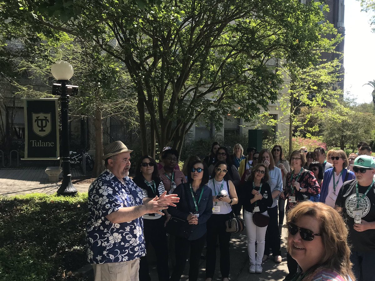 lizclarkNACUBO's tweet photo. On tour with Amjad Ayoubi, Senior Associate Dean, Career Services, Academic Advising, and Athletic Advising @Tulane @NACUBO #nacubosfs https://t.co/nqioM1KRZv