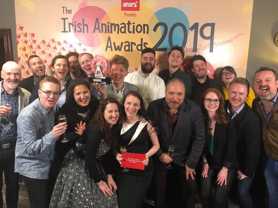 Gorillapost's tweet photo. Great wkend at the @IrishAnimAwards! Delighted ‘Space Chickens’ won Best VFX and the Audience Choice Award ! We had a blast 😄🐔🐔🐔 https://t.co/HIqNVJowyl