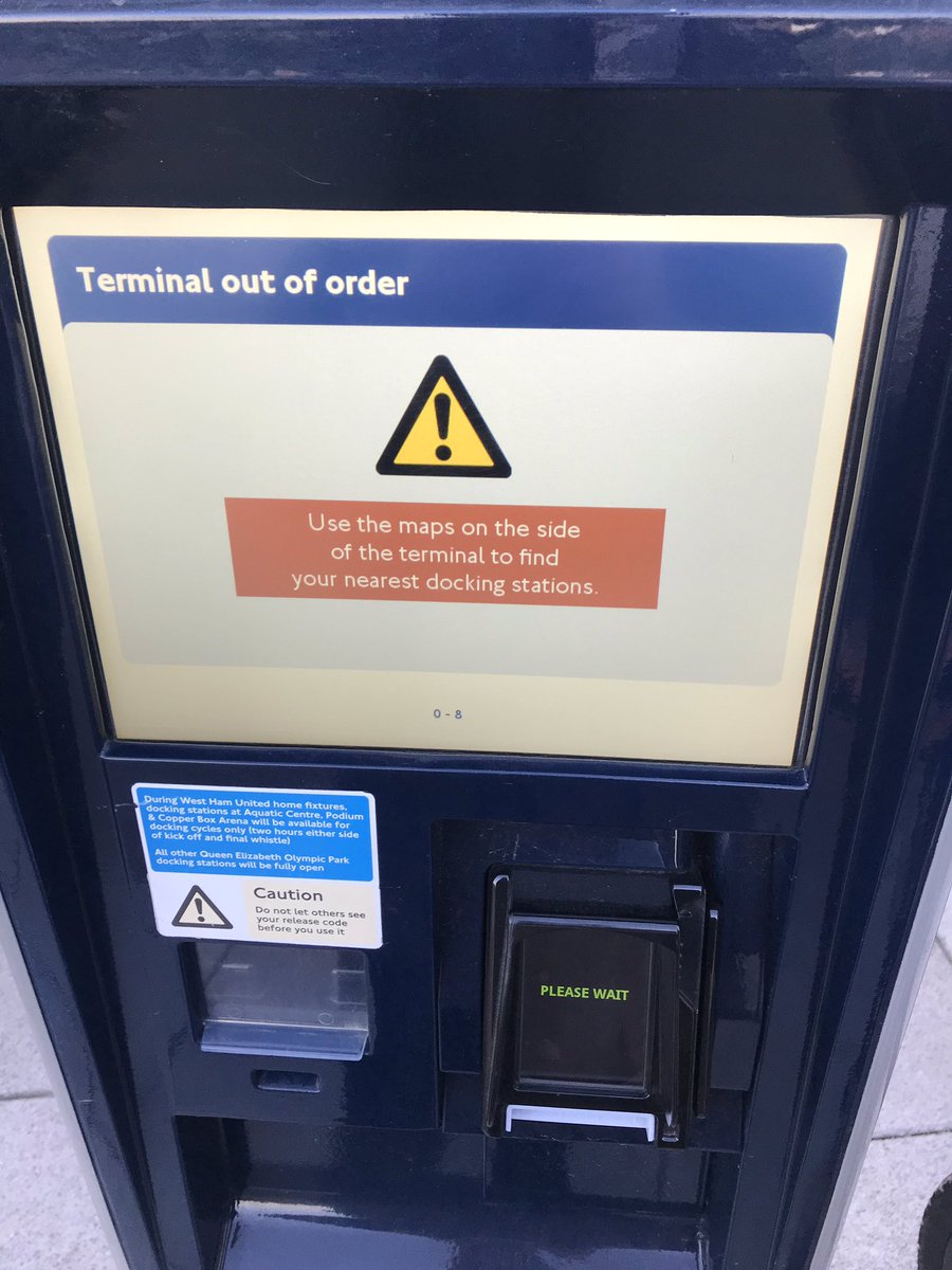 EsmeKnight's tweet photo. @SantanderCycles Hi, are all your docking stations in the Olympic Park currently down? Two wouldn’t let me hire a bike and then the North Here East dock took my card payment but then didn’t print a receipt and went to out of order. Could you confirm no payment will be taken? Thx. https://t.co/oyjvpMlL6a