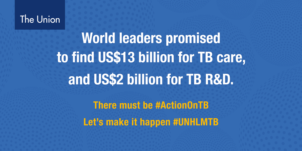 TheUnion_TBLH's tweet photo. In order to achieve TB research goals, global investment will need to increase substantially. At the @UN HLM leaders promised US$2 billion for TB R&amp;D. we need this every year for the next 4 years according to @TheLancet Commission on TB. #WorldTBDay2019 #ActionOnTB https://t.co/gLz4PLAuGJ