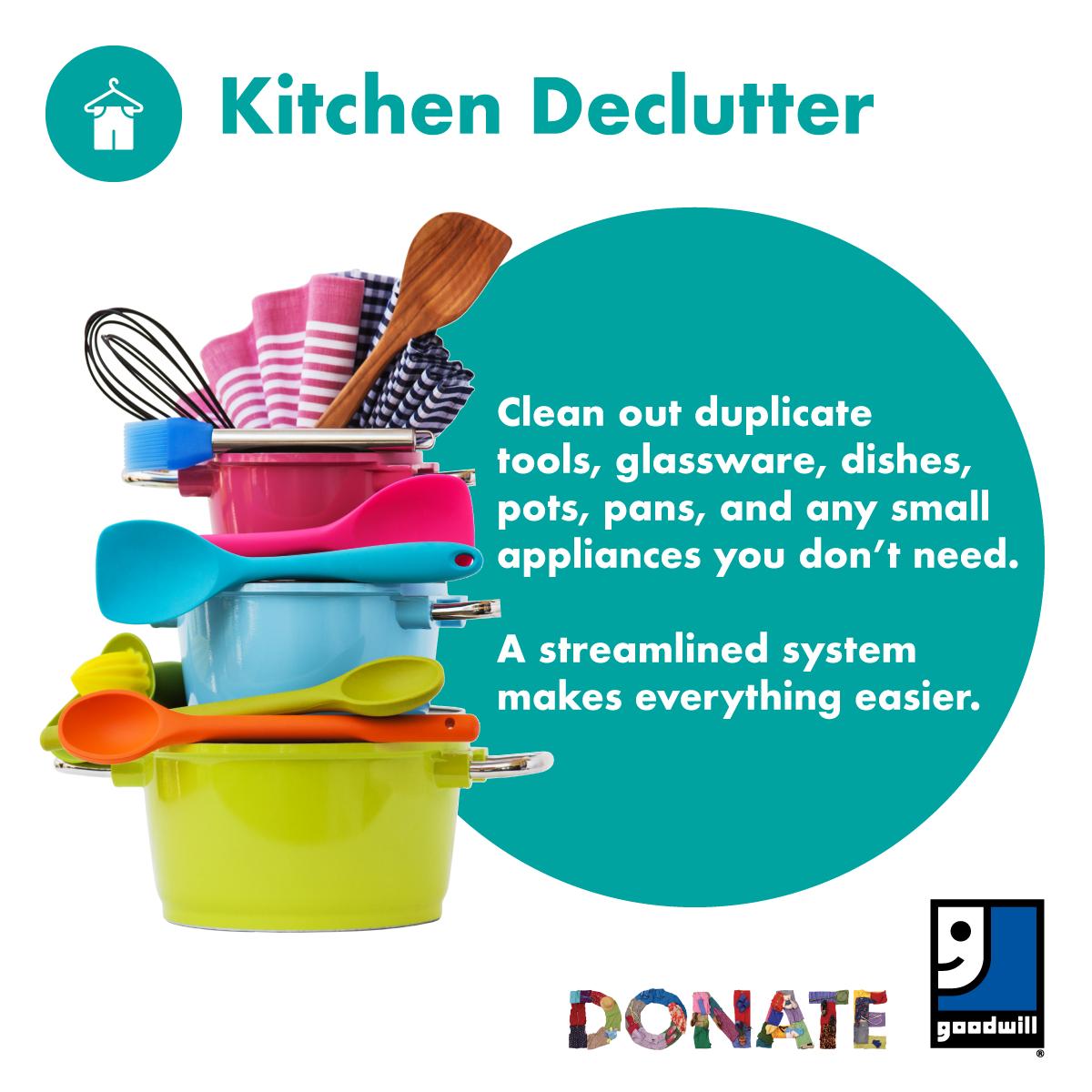 goodwilltulsa's tweet image. #SpringCleaningChallenge Day 4: Kitchen Declutter
We've all experienced the moment in the kitchen when we ask ourselves, "why do we own three ice cream scoops?" #springcleaning #kitchendeclutter