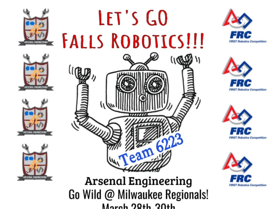 Falls_Robotics's tweet photo. Come join us at the Milwaukee Regional Next week the 28th-30th. https://t.co/SAqsq1FDku