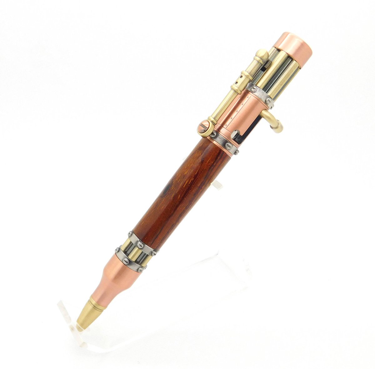 #Handcrafted #Steampunk Copper Bolt Action Pen featuring #Cocobolo  etsy.me/2JBsb8q #giftideas
#5thAnniversary #FathersDay #gatlinggun #copper #giftforhim #deskaccessory #officepen #bossgift
