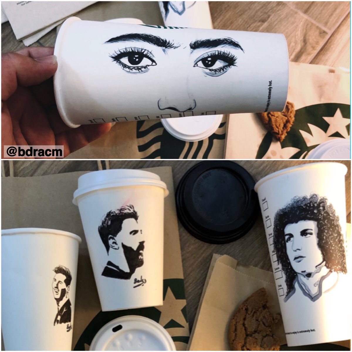 bdracm_'s tweet photo. موظف ستار بكس عطاني اكواب بكميه كبيره ارسم عليهم و يحطهم عنده بالمحل ، 
وهذي بعض الرسومات .. رايكم !! https://t.co/R5S6URrqEg