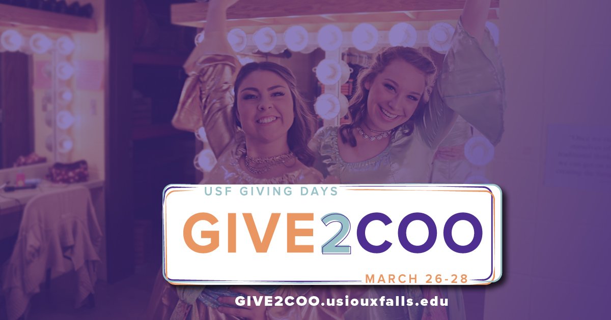 USiouxFalls's tweet photo. #GIVE2COO is just days away!

Generous donors will be providing matching and challenge funds to increase the impact of your gift.  Check out https://t.co/Q1obllfs6x early to see what the buzz is all about https://t.co/vhKyRIQQLi