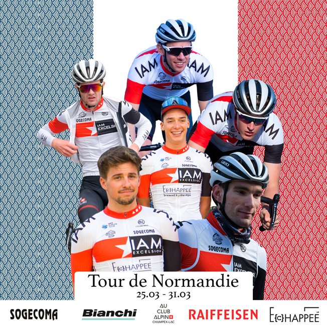 IAM_Excelsior's tweet photo. Coup d'envoi demain du @tourdenormandie  (UCI 2.2). 
Présentation ici : https://t.co/rpmfBidjkM
#TourDeNormandie2019 #WeAreIAM #IAMPage #IAMLienhard #IAMPellaud #IAMGuex #IAMSchäppi #IAMZoccarato #Roccabois #Sogecoma #LÉchappée  #AuClubAlpin
 🇫🇷🚴‍♂️🇨🇭🇮🇹🍎 https://t.co/YGnm8d8geh