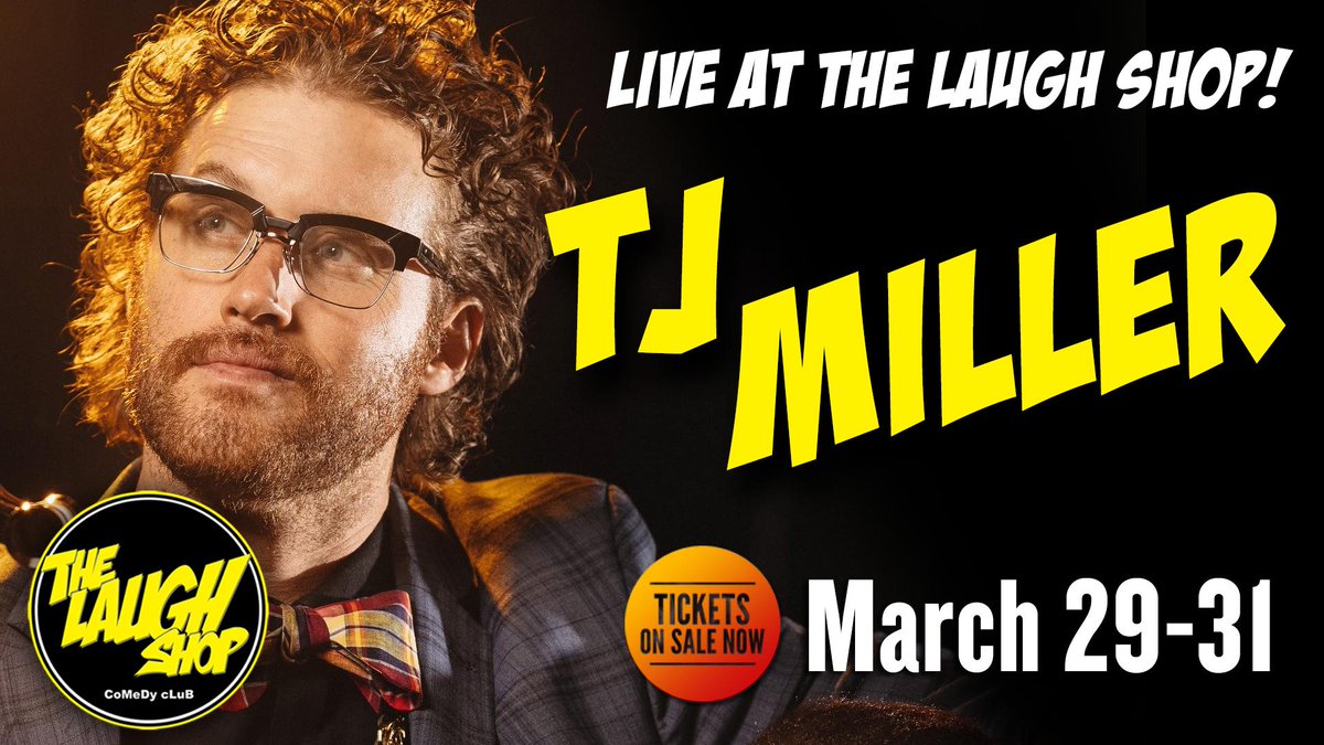 LaughShopYYC's tweet photo. THIS WEEK March 29 - 31 @nottjmiller is here! Tickets are limited... get yours at https://t.co/otduc7POMC #tjmiller #marcusmonroe #laughshopyyc #yyccomedy #yycnow #yycevents https://t.co/nRganF3a42