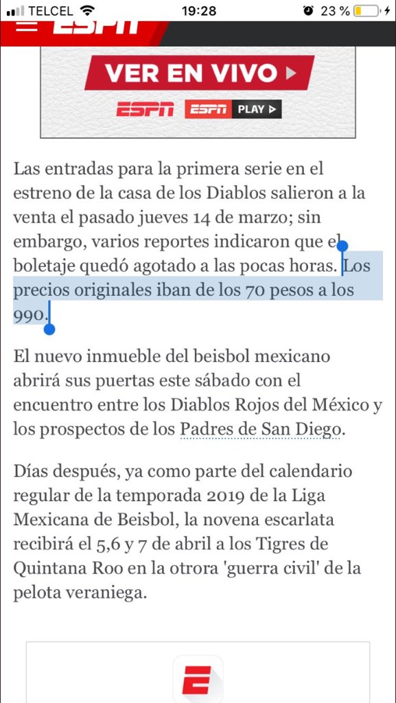 MirianCalderonc's tweet photo. @AntiTelevisaMx @JESUSGARCIARUB2 @lopezobrador_ Lo boletos se vendieron en cuestión de horas. Este individuo 😒 con sus cuentas alegres vio que podía comprar todos los boletos de $70 . #AMLOBeisbol #AmloMejorPresidente https://t.co/vXUBY2E723