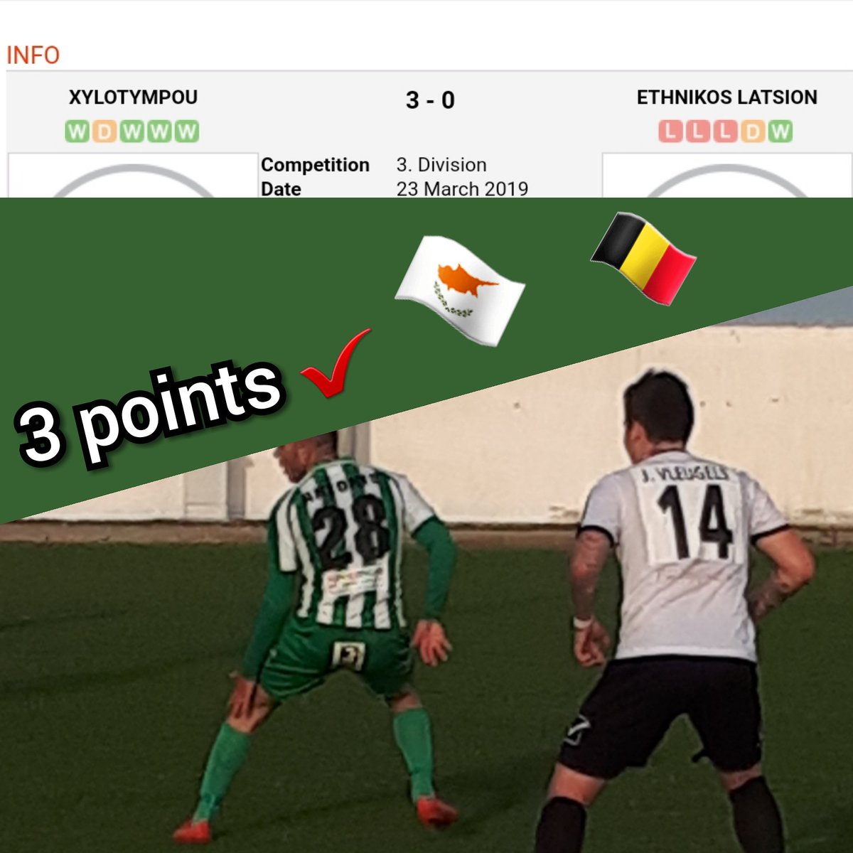 ScoutingConnect's tweet photo. Great win for our player Jordy Vleugels and his club PO Xylotimbou in yesterday's match against Ethnikos Latsion (3-0). #scoutingconnection #football #cyprus #promotion #midfielder https://t.co/86mnBCVox3