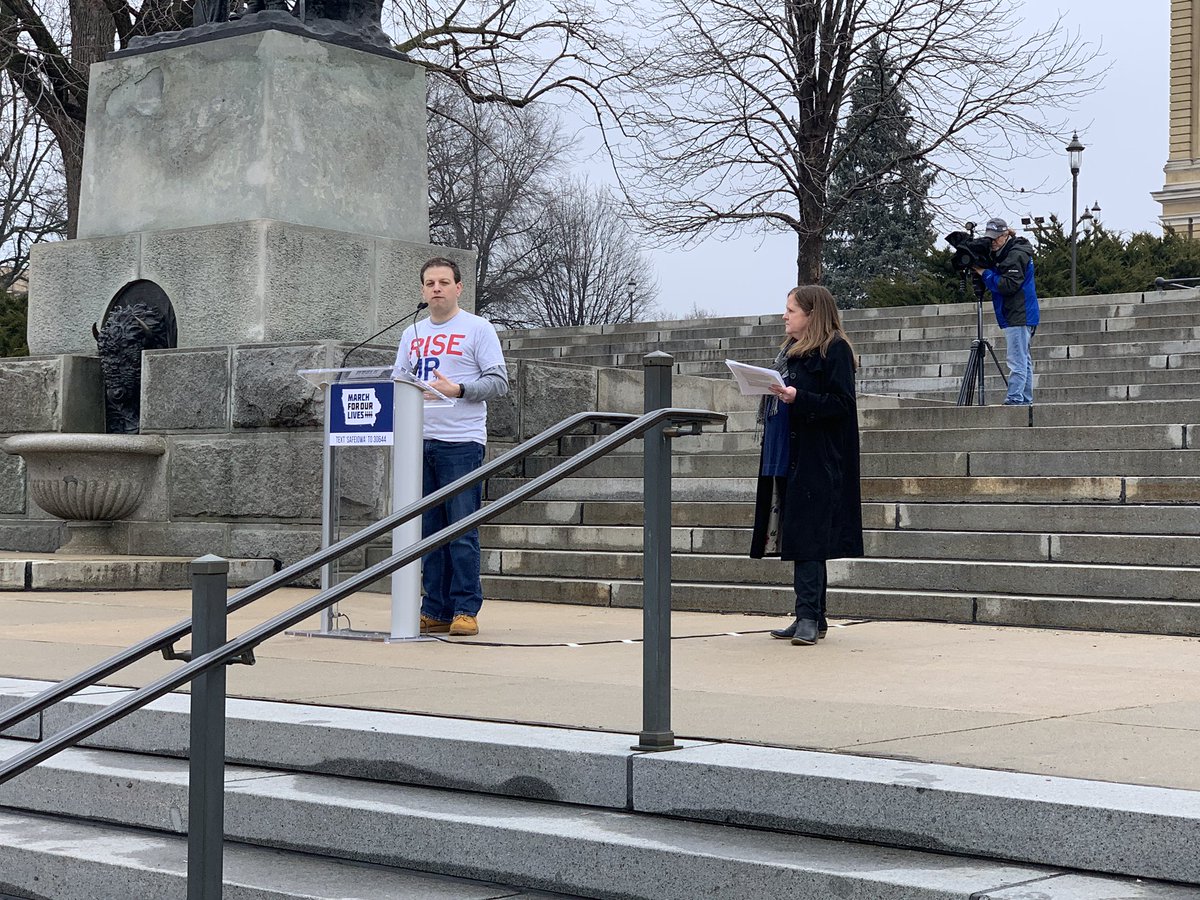 ProgressIowa's tweet photo. Connie Ryan of @interfaithiowa and @sinovic of @ProgressIowa open the #MarchForOurLives #SafeIowa https://t.co/Z6mApd6dRV
