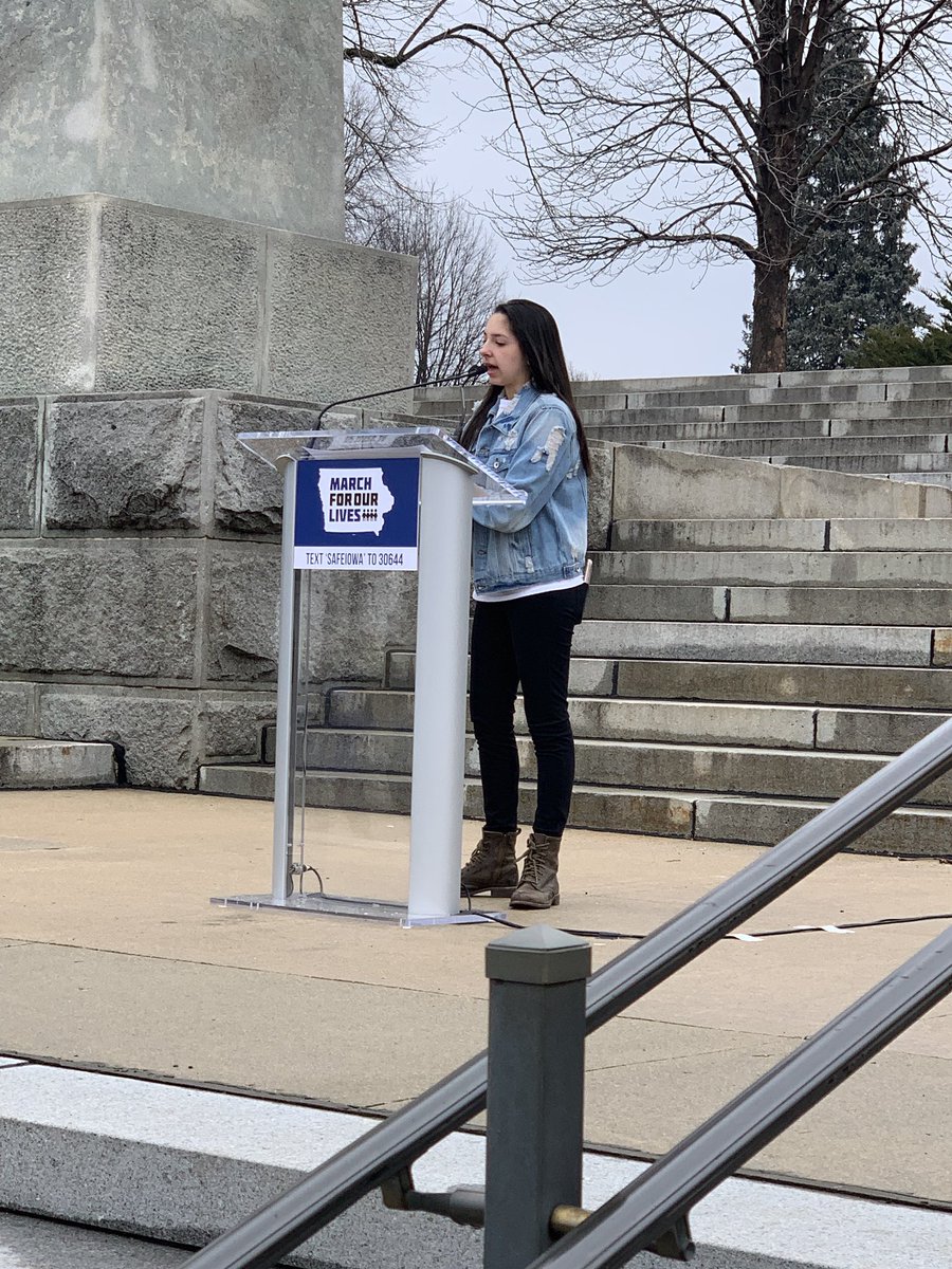 ProgressIowa's tweet photo. Des Moines University student and Parkland graduate Melissa Zapata speaks about the importance of gun reform. #MarchForOurLives #SafeIowa https://t.co/pFJcay94Ls