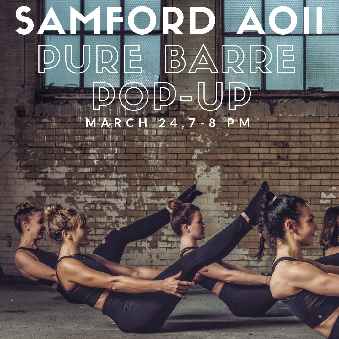 PureBarreRiv's tweet photo. We’re so excited for tonight @SamfordAOII and can’t wait to share Pure Barre with you! ⠀
⠀
We will be doing a pop-up class with @SamfordAOII during chapter tonight at 7 pm. See you then!⠀
⠀
#seeyouatthebarre #purebarreriverchase #purebarre #barre #birmingham #bhm https://t.co/JzhnkJIgTd