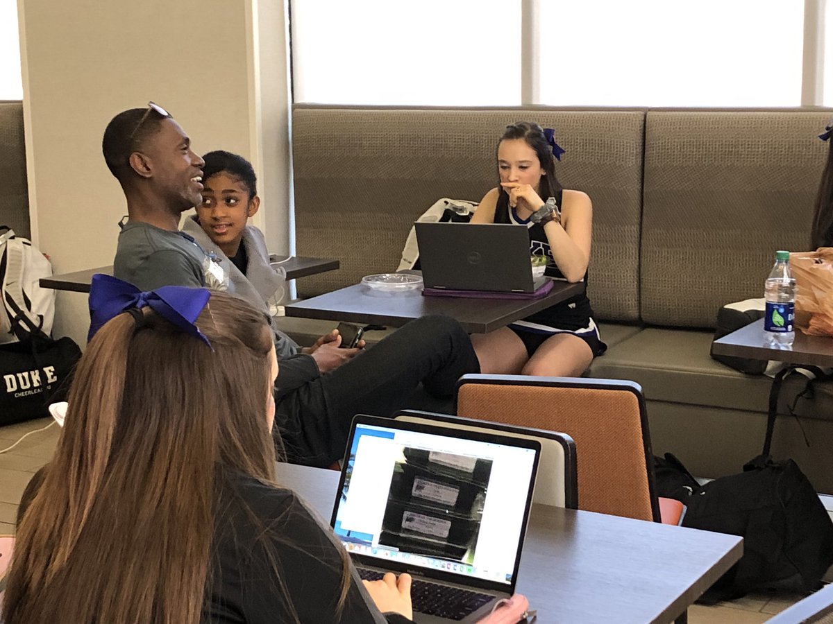 CassandraExant's tweet photo. When you go to the lobby to watch the game and look up and see you’re surrounded by Duke Fans. We ain’t never scared. #UCF #GKMO #marchmadness https://t.co/PklmMjbrfj
