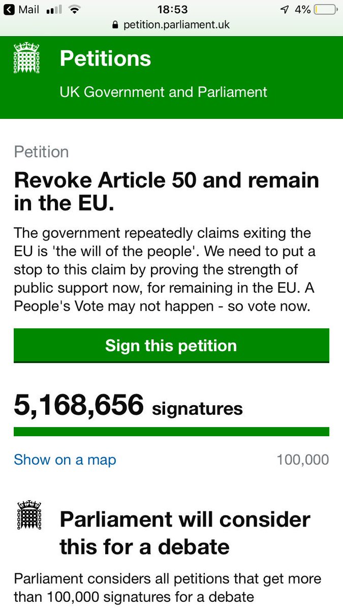 vikkiliogier's tweet image. Over5 millions signatures! petition.parliament.uk/petitions/2415… #FBPE #revokeA50petition #RemainInTheEU #Remainers